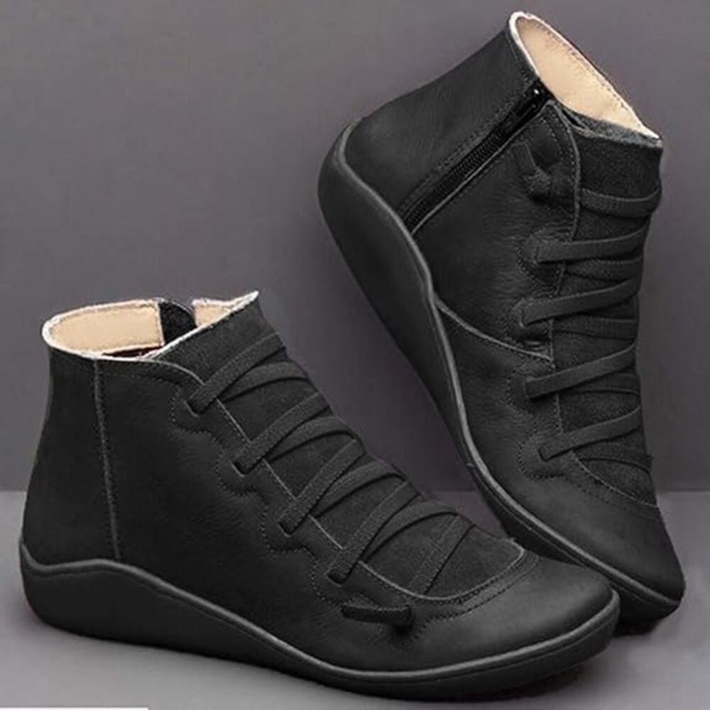 Ankle Boots Black Round Toe Casual Comfortable Lightweight Size 6.5US /37CN